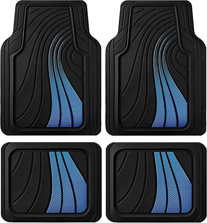 Livezstore Rubber Sport Auto Floor Mat - All-Weather Heavy Duty, Non-Slip, Trim-to-Fit, Universal Fit for Autos, Trucks, SUVs - Blue